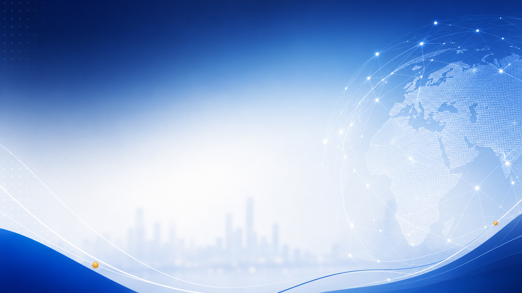 Blue globe banner with skyline